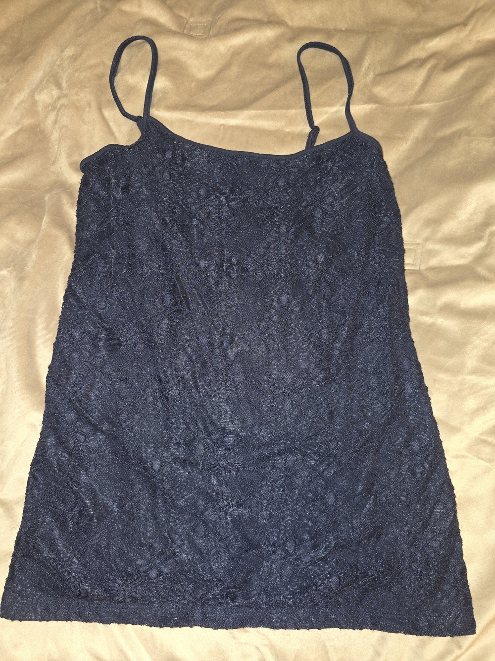 Ann Taylor Lace Spaghetti Strap Cami Top - Navy